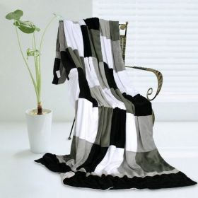 Onitiva - [Plaids - Reflection] Soft Coral Fleece Patchwork Throw Blanket (59 by 78.7 inches)