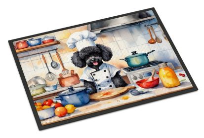 Black Poodle The Chef Doormat Front Door Mat Indoor Outdoor Rugs for Entryway, Non Slip Washable Low Pile, 24H X 36W