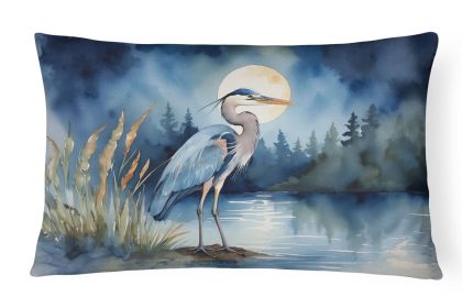 Birds, Birds, Birds Throw Pillow Throw Pillow for Indoor Couch Bed Outdoor Patio Washable, Blue Heron Moonlight 7492,12Hx16W