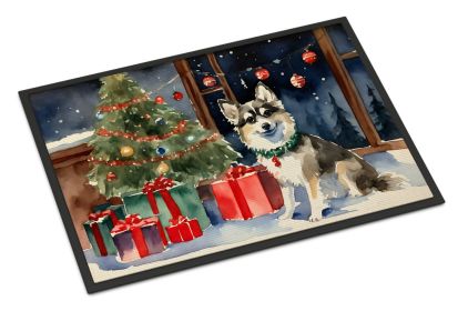 Alaskan Klee Kai Cozy Christmas Doormat Front Door Mat Indoor Outdoor Rugs for Entryway, Non Slip Washable Low Pile, 24H X 36W