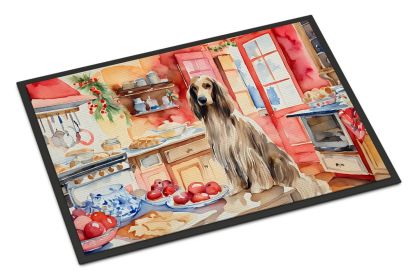 Afghan Hound Christmas Cookies Doormat Front Door Mat Indoor Outdoor Rugs for Entryway, Non Slip Washable Low Pile, 24H X 36W