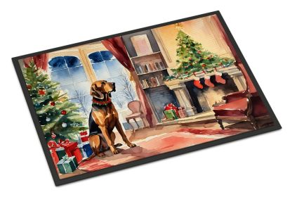Bloodhound Cozy Christmas Doormat Front Door Mat Indoor Outdoor Rugs for Entryway, Non Slip Washable Low Pile, 24H X 36W