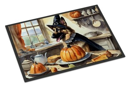 German Shepherd Fall Kitchen Pumpkins Doormat Front Door Mat Indoor Outdoor Rugs for Entryway, Non Slip Washable Low Pile, 24H X 36W