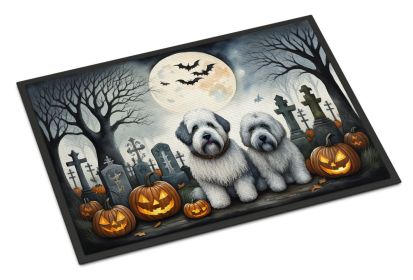 Old English Sheepdog Spooky Halloween Doormat Front Door Mat Indoor Outdoor Rugs for Entryway, Non Slip Washable Low Pile, 24H X 36W