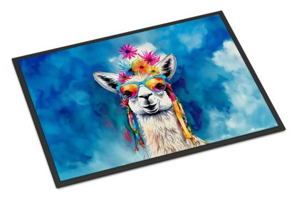 Hippie Animal Llama Doormat Front Door Mat Indoor Outdoor Rugs for Entryway, Non Slip Washable Low Pile, 24H X 36W