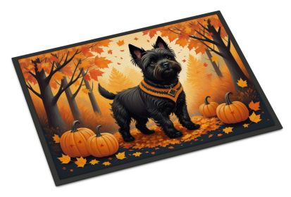 Black Cairn Terrier Fall Doormat Front Door Mat Indoor Outdoor Rugs for Entryway, Non Slip Washable Low Pile, 24H X 36W