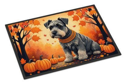 Schnauzer Fall Doormat Front Door Mat Indoor Outdoor Rugs for Entryway, Non Slip Washable Low Pile, 24H X 36W