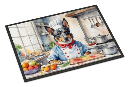 Australian Cattle Dog The Chef Doormat Front Door Mat Indoor Outdoor Rugs for Entryway, Non Slip Washable Low Pile, 24H X 36W