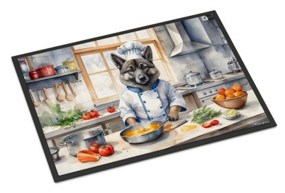 Norwegian Elkhound The Chef Doormat Front Door Mat Indoor Outdoor Rugs for Entryway, Non Slip Washable Low Pile, 24H X 36W