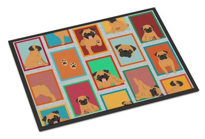 Lots of Apricot Pug Doormat Front Door Mat Indoor Outdoor Rugs for Entryway, Non Slip Washable Low Pile, 24H X 36W