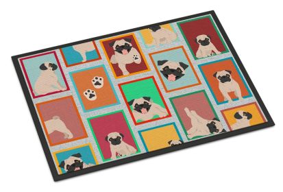 Lots of Fawn Pug Doormat Front Door Mat Indoor Outdoor Rugs for Entryway, Non Slip Washable Low Pile, 24H X 36W
