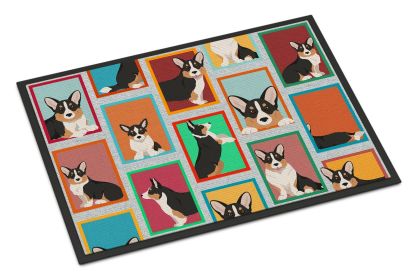Lots of Tricolor Cardigan Corgi Doormat Front Door Mat Indoor Outdoor Rugs for Entryway, Non Slip Washable Low Pile, 24H X 36W