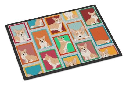 Lots of Fawn Cardigan Corgi Doormat Front Door Mat Indoor Outdoor Rugs for Entryway, Non Slip Washable Low Pile, 24H X 36W