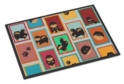 Lots of Black and Tan Pomeranian Doormat Front Door Mat Indoor Outdoor Rugs for Entryway, Non Slip Washable Low Pile, 24H X 36W