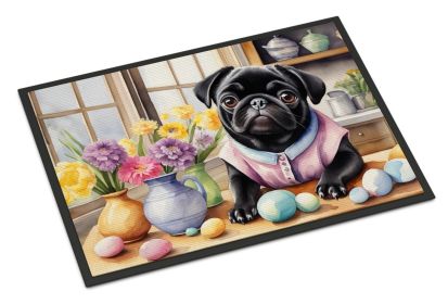 Decorating Easter Pug Doormat Front Door Mat Indoor Outdoor Rugs for Entryway, Non Slip Washable Low Pile, 24H X 36W