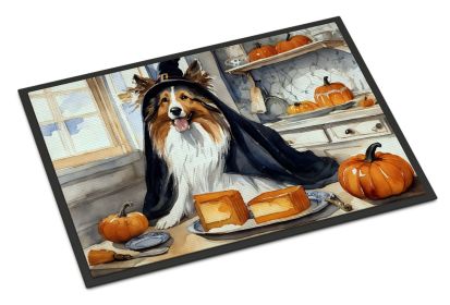 Sheltie Fall Kitchen Pumpkins Doormat Front Door Mat Indoor Outdoor Rugs for Entryway, Non Slip Washable Low Pile, 24H X 36W