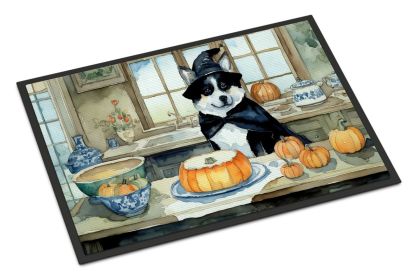 Akita Fall Kitchen Pumpkins Doormat Front Door Mat Indoor Outdoor Rugs for Entryway, Non Slip Washable Low Pile, 24H X 36W