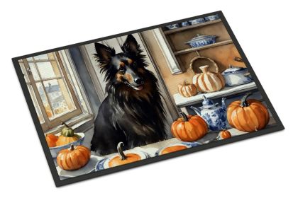 Belgian Sheepdog Fall Kitchen Pumpkins Doormat Front Door Mat Indoor Outdoor Rugs for Entryway, Non Slip Washable Low Pile, 24H X 36W