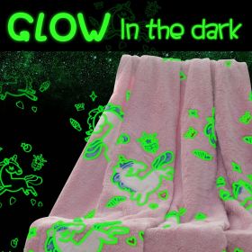 Glow in The Dark Blanket Unicorn Gifts for Girls Kids;  Super Soft Blanket for 1-10 Year Old Birthday Christmas Halloween Thanksgiving Easter Gifts; (Color: Unicorn Rainbow)