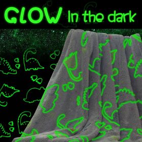 Glow in The Dark Blanket Unicorn Gifts for Girls Kids;  Super Soft Blanket for 1-10 Year Old Birthday Christmas Halloween Thanksgiving Easter Gifts; (Color: Dinosaur Grey)