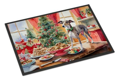 Italian Greyhound Christmas Cookies Doormat Front Door Mat Indoor Outdoor Rugs for Entryway, Non Slip Washable Low Pile, 24H X 36W (Default: Default)