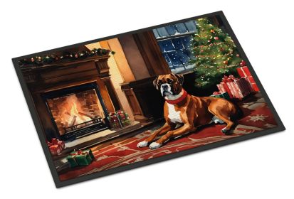Boxer Cozy Christmas Doormat Front Door Mat Indoor Outdoor Rugs for Entryway, Non Slip Washable Low Pile, 24H X 36W (Default: Default)
