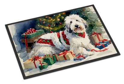 Old English Sheepdog Cozy Christmas Doormat Front Door Mat Indoor Outdoor Rugs for Entryway, Non Slip Washable Low Pile, 24H X 36W (Default: Default)