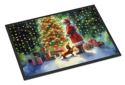 Dachshund and Santa Claus Doormat Front Door Mat Indoor Outdoor Rugs for Entryway, Non Slip Washable Low Pile, 24H X 36W (Default: Default)