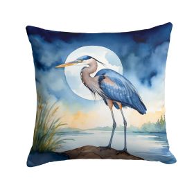 Blue Heron Under the Moonlight Throw Pillow Machine Washable, Indoor Outdoor Decorative Pillow for Couch, Bed or Patio, 18Hx18W (Default: Default)