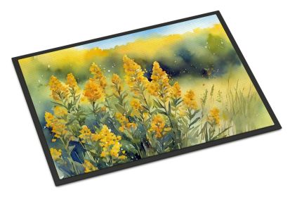 Nebraska Goldenrod in Watercolor Doormat Front Door Mat Indoor Outdoor Rugs for Entryway, Non Slip Washable Low Pile, 24H X 36W (Default: Default)