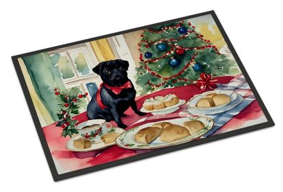 Pug Christmas Cookies Doormat Front Door Mat Indoor Outdoor Rugs for Entryway, Non Slip Washable Low Pile, 24H X 36W (Default: Default)