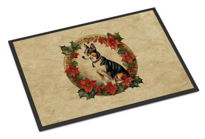 Basenji Christmas Flowers Doormat Front Door Mat Indoor Outdoor Rugs for Entryway, Non Slip Washable Low Pile, 24H X 36W (Default: Default)