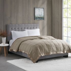 Lightweight Down Alternative Blanket with Satin Trim (Color: as Pic)