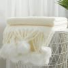 VERAMUSE Pom Pom Throw Blanket for Couch 50"X60" Farmhouse Blankets for Bed and Sofa