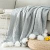 VERAMUSE Pom Pom Throw Blanket for Couch 50"X60" Farmhouse Blankets for Bed and Sofa
