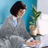 Electric Heated Flannel Throw Heated Blanket with 6 Heat Settings 1-8 Hours Auto off Washable for Home Office Usage 59x50in